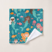 Whimsikäre Meerjungfrauen Aquamarin Badhandtuch Set (Waschlappen)