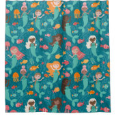 Whimsikäre Meerjungfrauen Aquamarin Duschvorhang (Vorderseite)