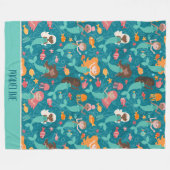 Whimsikäre Meerjungfrauen Aquamarin Fleecedecke (Vorderseite (Horizontal))