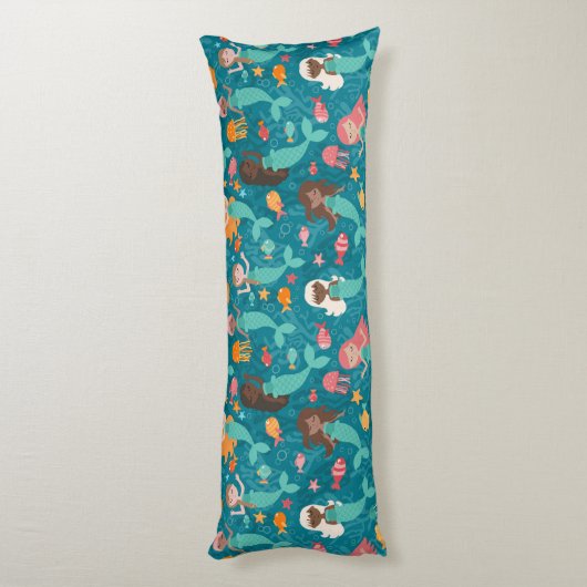 Whimsikäre Meerjungfrauen Aquamarin Seitenschläferkissen (Rückseite (Vertikal))