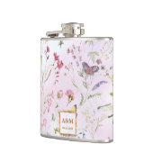 Whimsikäre Wildblume Hochzeit Vinyl Wrapped Flask Flachmann (Links)