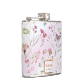 Whimsikäre Wildblume Hochzeit Vinyl Wrapped Flask Flachmann (Rechts)