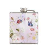Whimsikäre Wildblume Hochzeit Vinyl Wrapped Flask Flachmann (Rückseite)