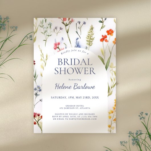 Whimsikäre Wildblume Wasserfarben Brautparty Einladung