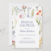 Whimsikäre Wildblume Wasserfarben Brautparty Einladung (Vorderseite)