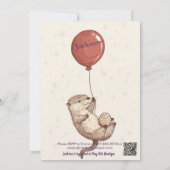 Whimsikballon Geburtstag mit spielerischer Otter Einladung (Rückseite)