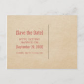 Whimsikbeaker Save the Date Postkarte, rot Ankündigungspostkarte (Rückseite)