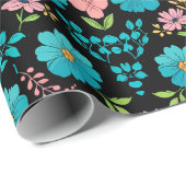 Whimsikblüten im Mitternachtschwarm Geschenkpapier (Rolleneckpunkt)