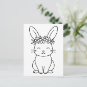 Whimsikerhase mit Blumenkronen Art Postkarte (Stehend Vorderseite)