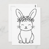 Whimsikerhase mit Blumenkronen Art Postkarte (Vorne/Hinten)