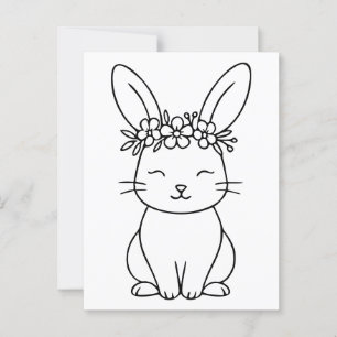 Whimsikerhase mit Blumenkronen Art Postkarte
