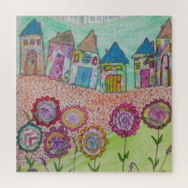 Whimsikerhäuser und Blume Puzzle
