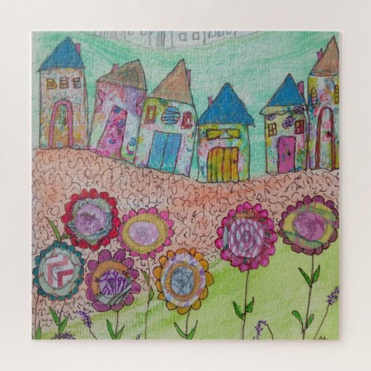Whimsikerhäuser und Blume Puzzle (Vertikal)