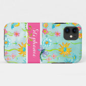 Whimsikfarbene Blume Dragonfly Butterfly Case-Mate iPhone Hülle (Rückseite (Horizontal))
