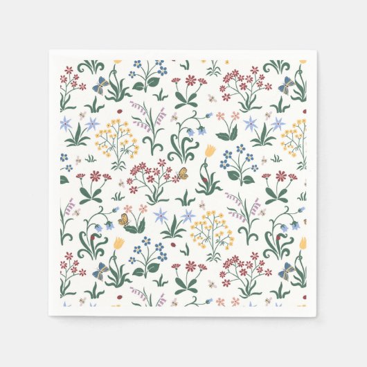 Whimsikfarbene Blume Hochzeit Serviette (Vorderseite)