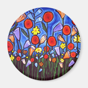 Whimsikfarbene Blume Magnet