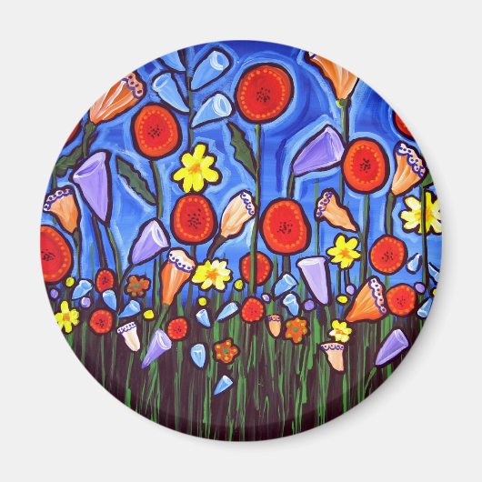 Whimsikfarbene Blume Magnet (Vorne)