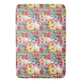 Whimsikfarbene Blume und Katzen farbig Badematte (Vorderseite Vertikal)
