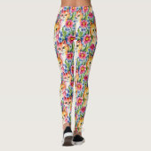 Whimsikfarbene Blume und Katzen farbig Leggings (Rückseite)
