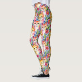 Whimsikfarbene Blume und Katzen farbig Leggings (Links)