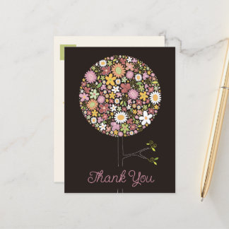 Whimsikfarbene Frühlingsblumen Pop Tree Birthda Ankündigungspostkarte