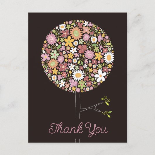 Whimsikfarbene Frühlingsblumen Pop Tree Birthda Ankündigungspostkarte (Vorderseite)