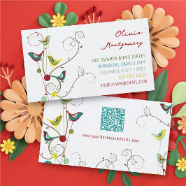 Whimsikfarbene Sommervögel und Wirbel Moderne Visitenkarte