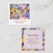 Whimsikfarbene Vögel Quadratische Visitenkarte (Vorne/Hinten)