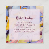 Whimsikfarbene Vögel Quadratische Visitenkarte (Rückseite)