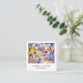 Whimsikfarbene Vögel Quadratische Visitenkarte (Stehend Vorderseite)