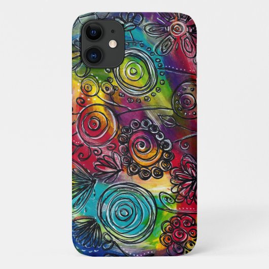 Whimsikfarbener Blumengarten Originelles Kunstwerk Case-Mate iPhone Hülle (Rückseite)