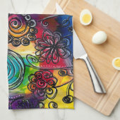 Whimsikfarbener Blumengarten Originelles Kunstwerk Geschirrtuch (Viertel Falte)