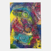 Whimsikfarbener Blumengarten Originelles Kunstwerk Geschirrtuch (Vertikal)