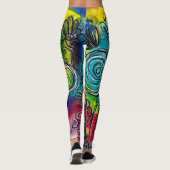 Whimsikfarbener Blumengarten Originelles Kunstwerk Leggings (Rückseite)