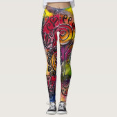 Whimsikfarbener Blumengarten Originelles Kunstwerk Leggings (Vorderseite)