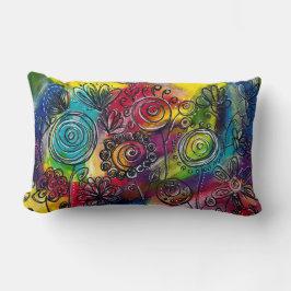 Whimsikfarbener Blumengarten Originelles Kunstwerk Lendenkissen