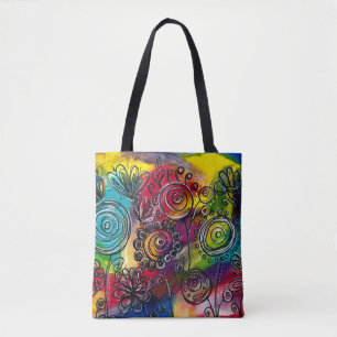 Whimsikfarbener Blumengarten Originelles Kunstwerk Tasche