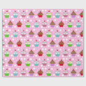 Whimsikfarbener Cupcake Geschenkpapier (Flach)