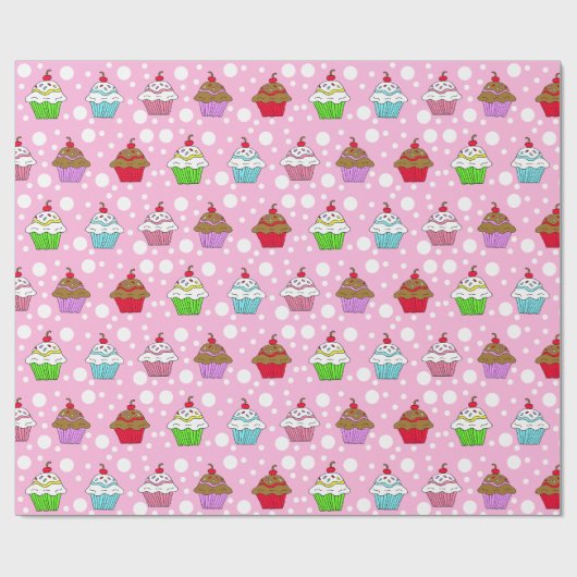 Whimsikfarbener Cupcake Geschenkpapier (Flach)