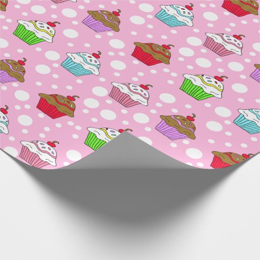 Whimsikfarbener Cupcake Geschenkpapier (Ecke)