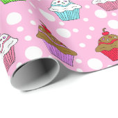 Whimsikfarbener Cupcake Geschenkpapier (Rolleneckpunkt)