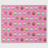 Whimsikfarbener Cupcake Geschenkpapier (Flach)
