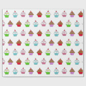 Whimsikfarbener Cupcake Geschenkpapier (Flach)