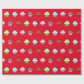 Whimsikfarbener Cupcake Geschenkpapier (Flach)