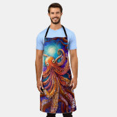 Whimsikfarbener Kraken mit Personalisiertem Namen Schürze (Getragen)