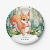 Whimsikfarbenes Eichhörnchen Geburtstag Pappteller (Vorderseite)