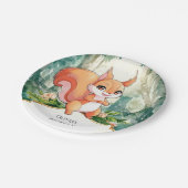 Whimsikfarbenes Eichhörnchen Geburtstag Pappteller (Schrägansicht)