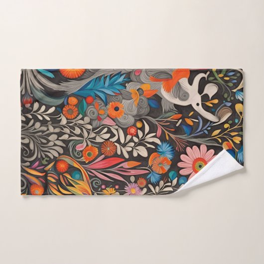 Whimsikfarbiges Otomi-Muster Badhandtuch Set (Handtuch)