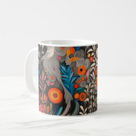 Whimsikfarbiges Otomi-Muster Kaffeetasse (Vorderseite Links)