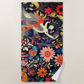 Whimsikfarbiges Otomi-Muster Strandtuch (Vorderseite)